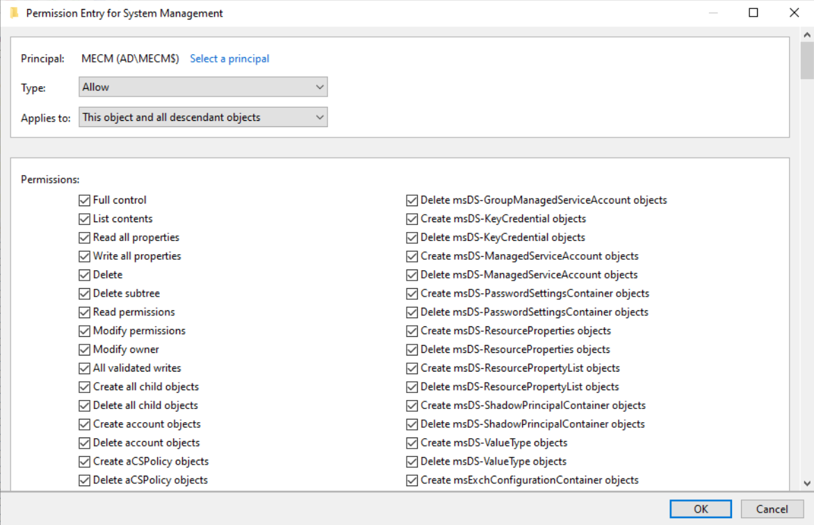 Permission Entry for System Management